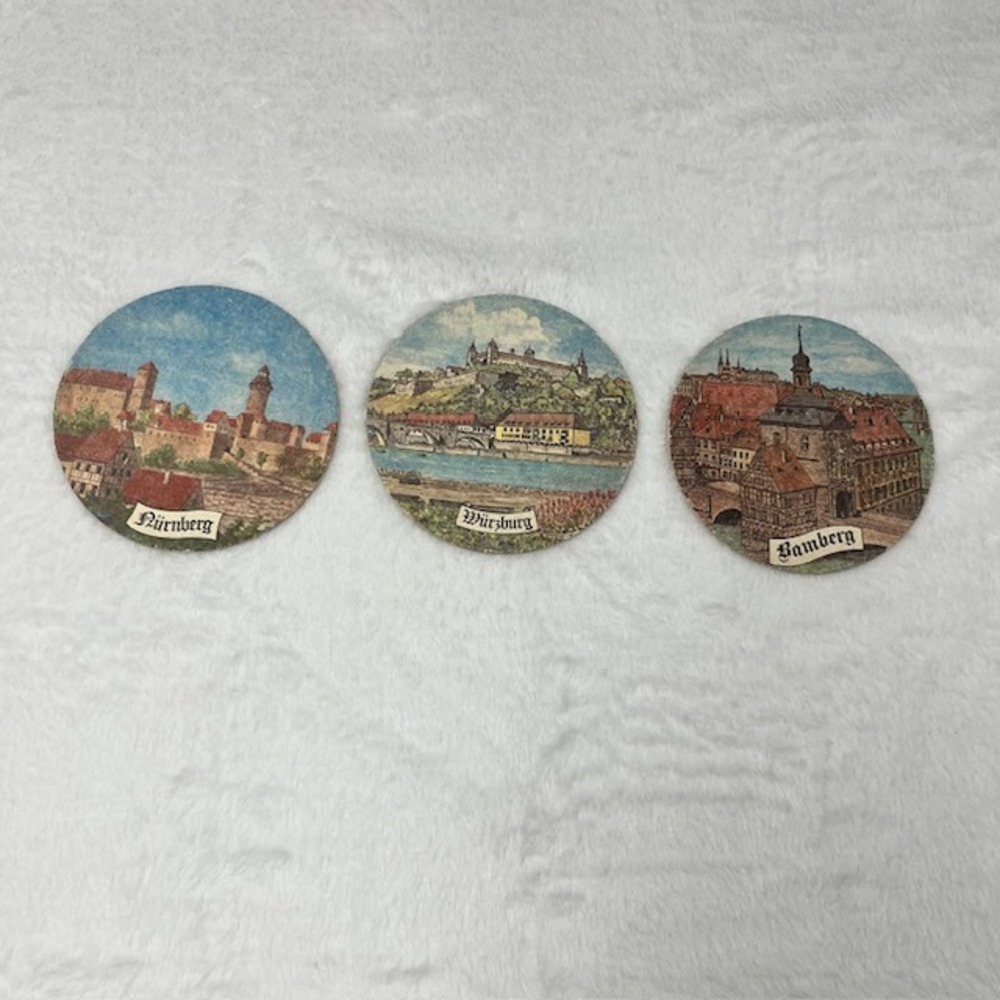 Vintage German Beer Coasters Set of 6 K. Prossl Munchen Bavaria Souvenir Cities